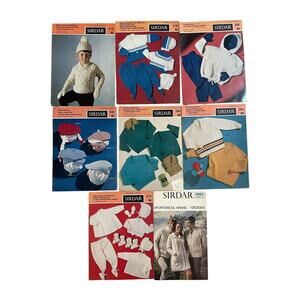 Sirdar Crochet Patterns Adults Childrens Sweater Baby Clothes Lot 8 MCM Vintage